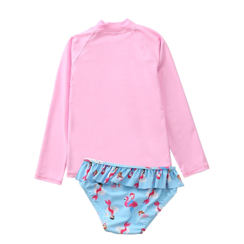 Conjunto Infantil Praia Manga Longa Sereia Rosa - Ama Mamma