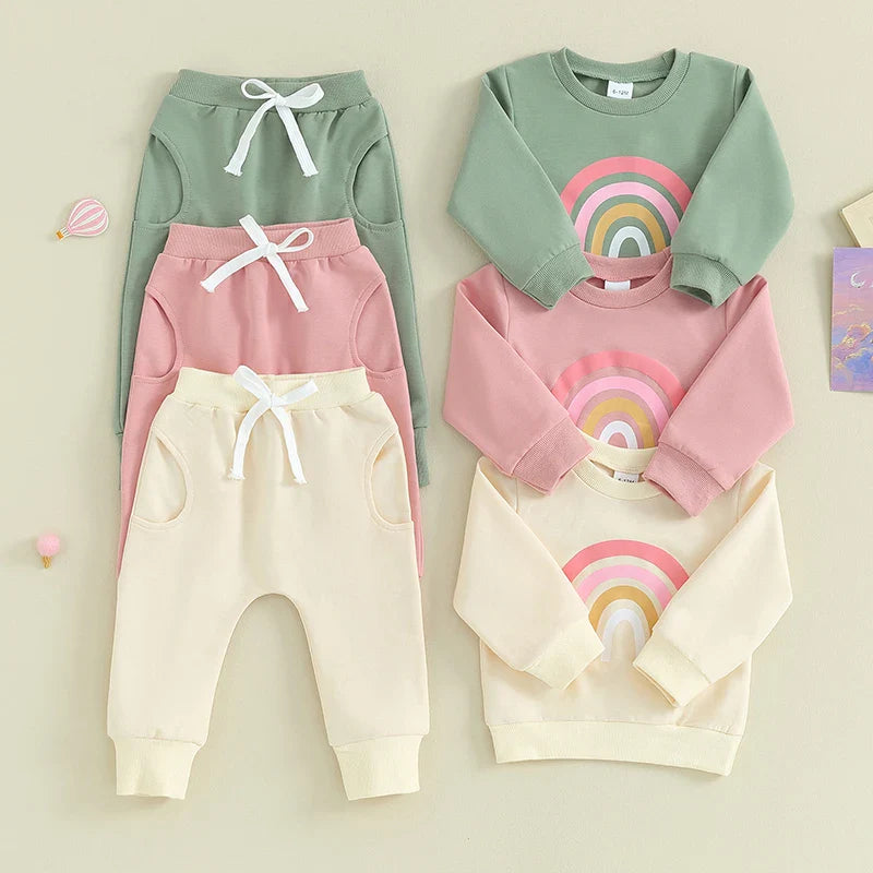 Conjunto Moletom Feminino Infantil Arco Iris - Ama Mamma
