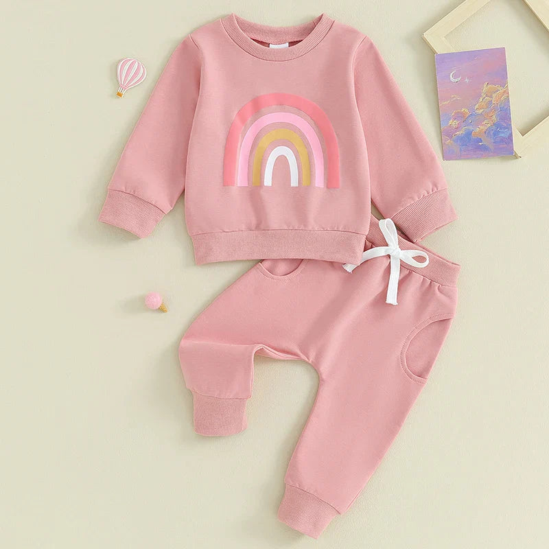 Conjunto Moletom Feminino Infantil Arco Iris - Ama Mamma