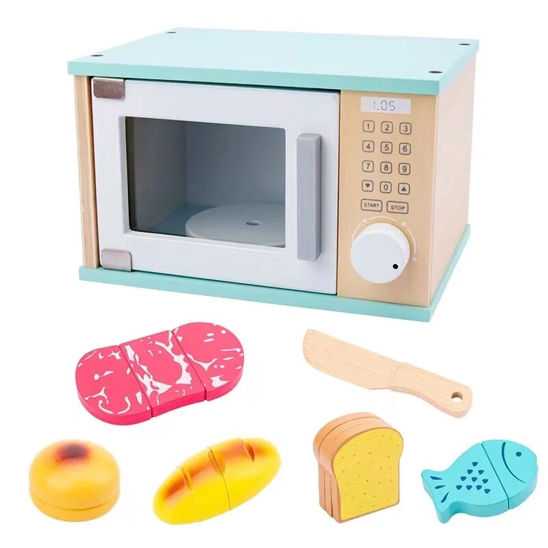 Kit Cozinha Montessori em Madeira Micro-ondas - Ama Mamma