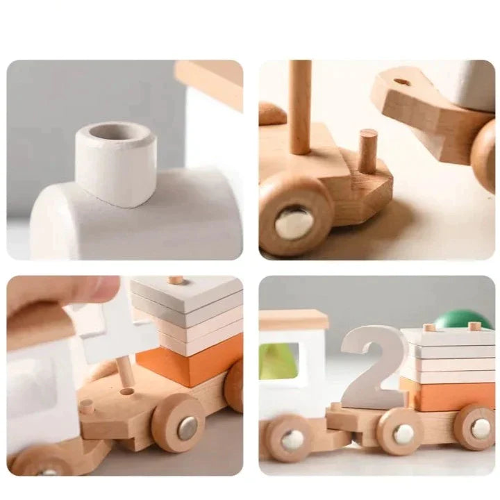 Trem de Madeira com Vagões e Blocos Educativos - Montessori - 3 a 5 Anos - Ama Mamma - Ama Mamma