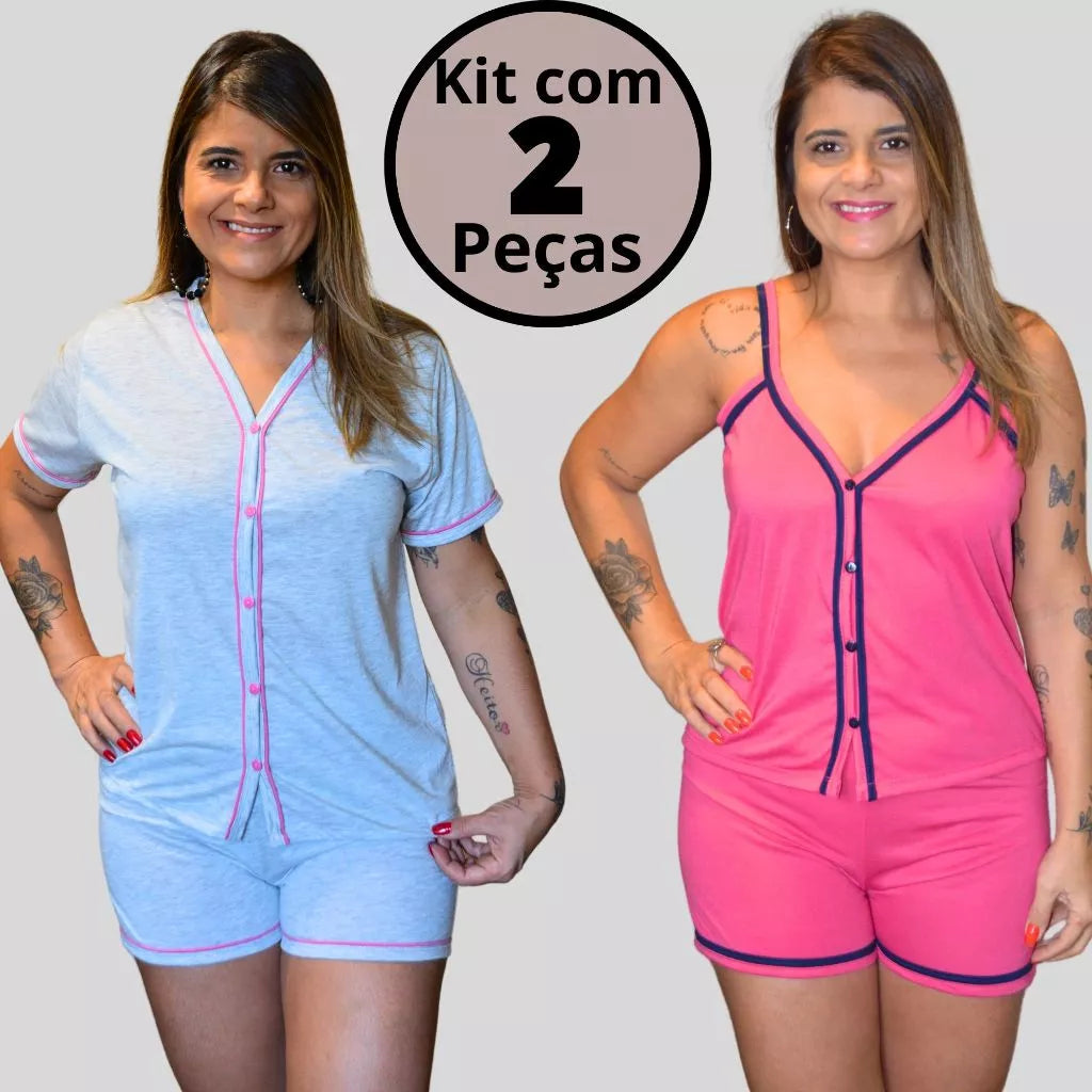 Conjunto de 2 Pijamas Amamentação Americano Luxo - Ama Mamma