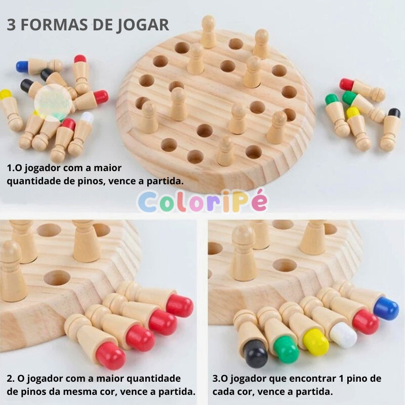 Jogo da Memória Tabuleiro das Cores Brinquedo Educativo de Madeira - Ama Mamma