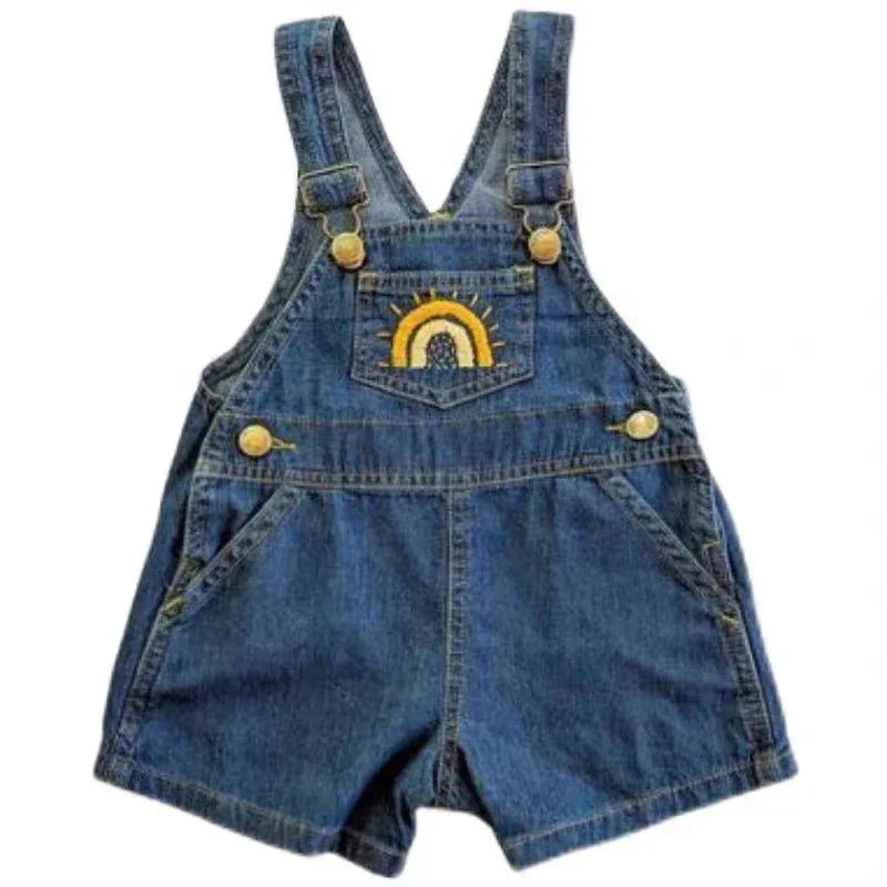Macacão Jardineira Arco-íris Jeans Elegante Ama Mamma - Ama Mamma