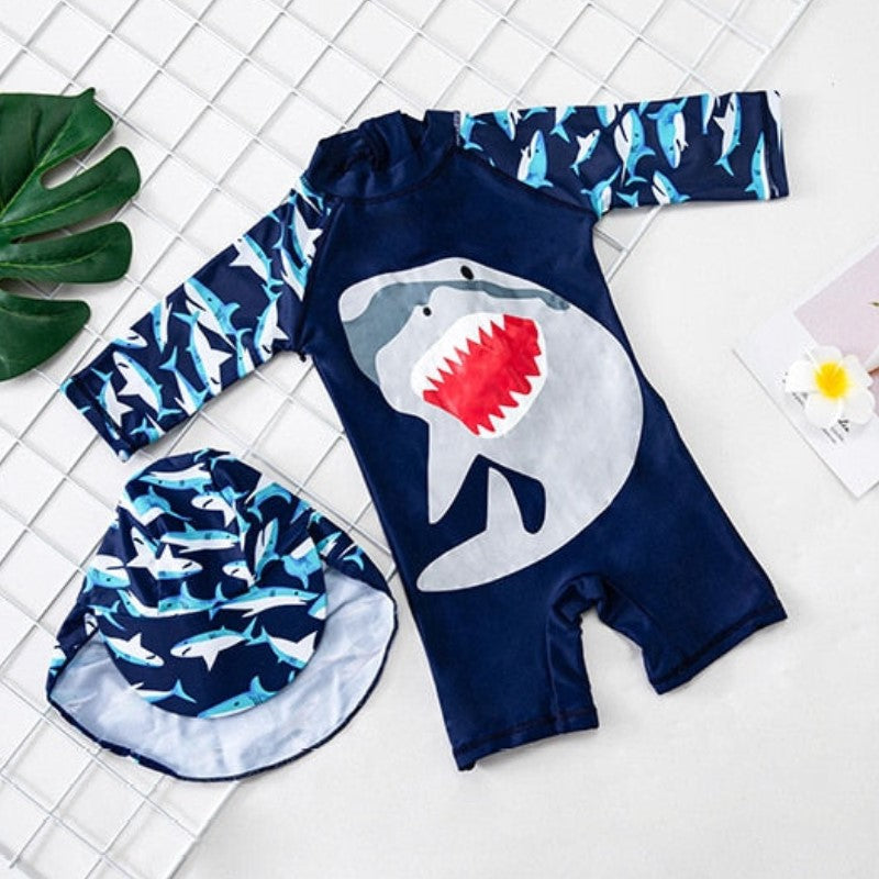 Macaquinho de Praia Infantil Manga Longa Tubarão - Ama Mamma