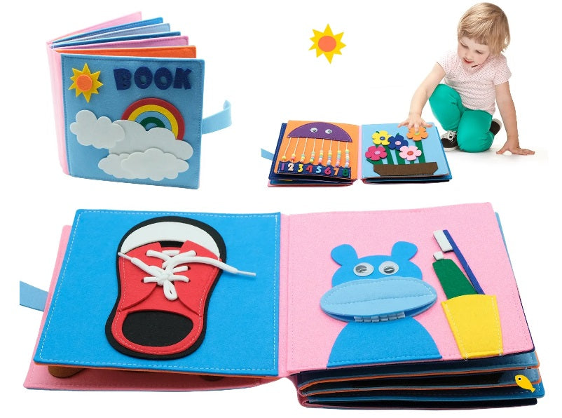 Livro Sensorial de Feltro - Aprendizado Montessori - Ama Mamma