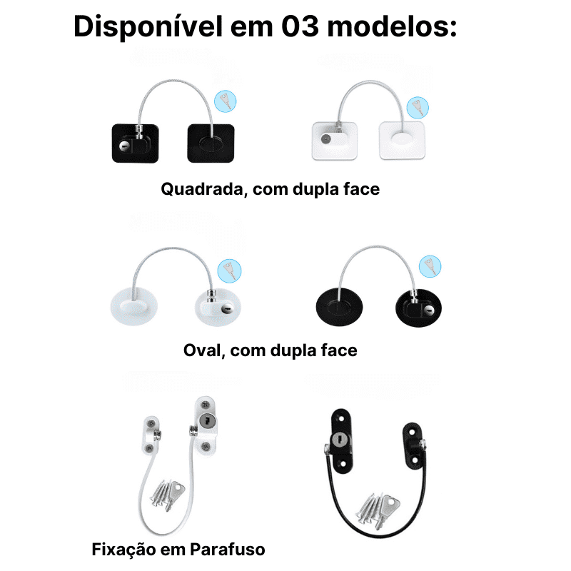 Trava de Segurança para Bebês Cabo de Aço com Chaves - Ama Mamma - Ama Mamma