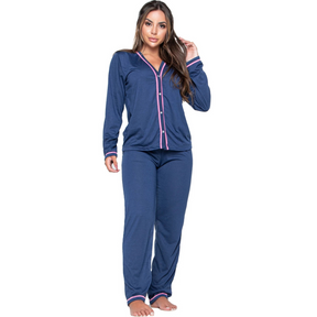 Pijama Inverno Americano Amamentação Manga Longa Calça - Ama Mamma