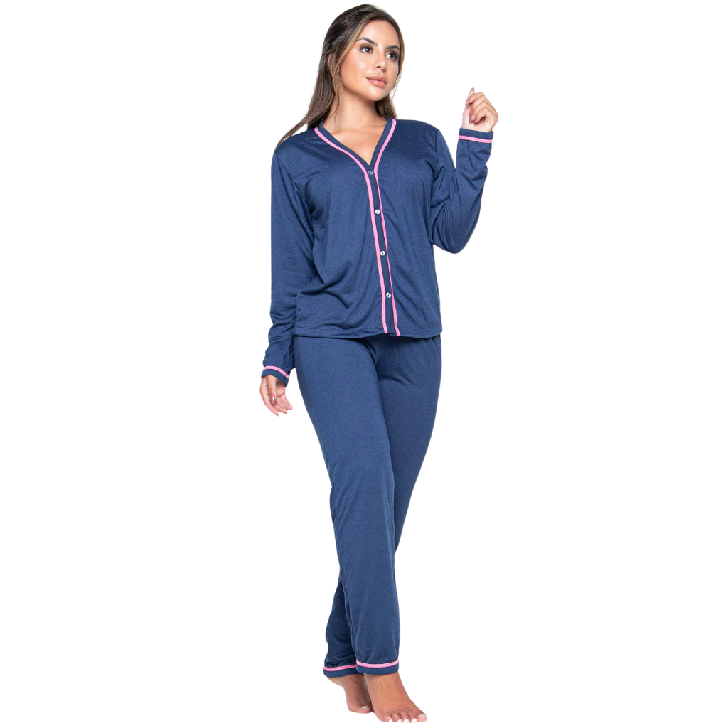 Pijama Inverno Americano Amamentação Manga Longa Calça - Ama Mamma