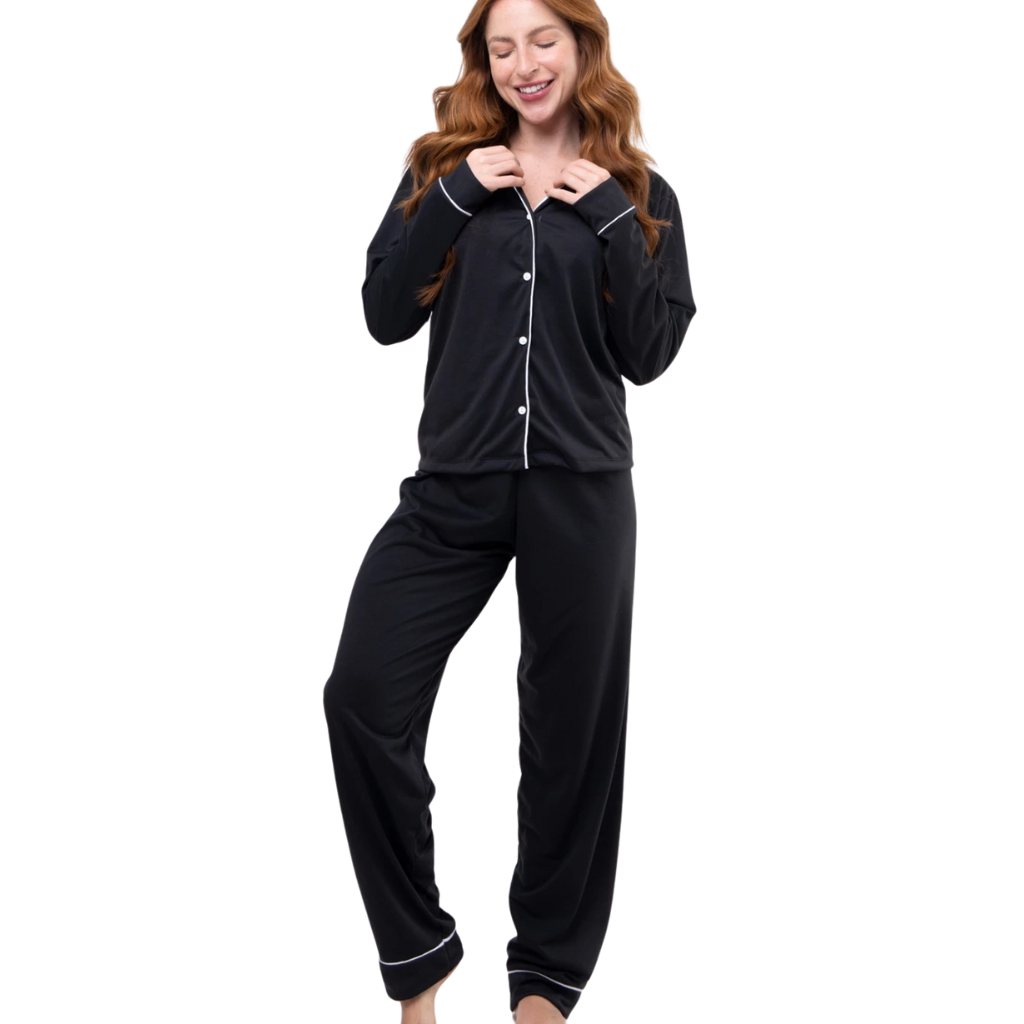 Pijama Inverno Americano Amamentação Manga Longa Calça - Ama Mamma