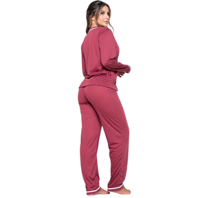 Pijama Inverno Americano Amamentação Manga Longa Calça - Ama Mamma