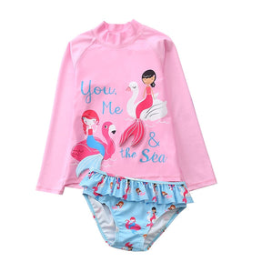 Conjunto Infantil Praia Manga Longa Sereia Rosa - Ama Mamma