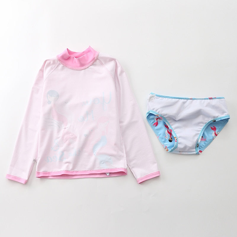 Conjunto Infantil Praia Manga Longa Sereia Rosa - Ama Mamma