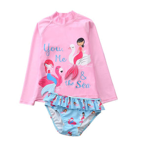 Conjunto Infantil Praia Manga Longa Sereia Rosa - Ama Mamma
