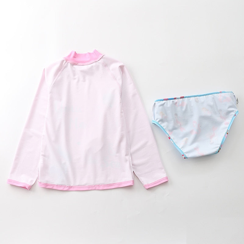 Conjunto Infantil Praia Manga Longa Sereia Rosa - Ama Mamma