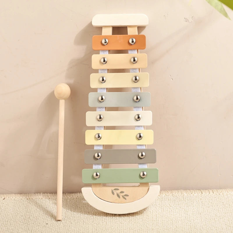 Montessori brinquedo de madeira multicolorido xilofone sino contas tambor coluna instrumento musical brinquedo criança educacional instrumento musical presente