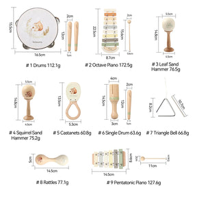 Montessori brinquedo de madeira multicolorido xilofone sino contas tambor coluna instrumento musical brinquedo criança educacional instrumento musical presente