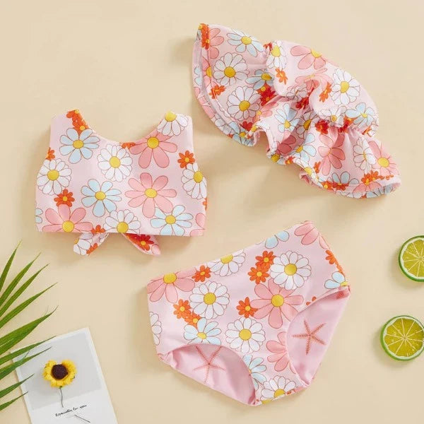Biquini Infantil Floral Dupla Face - 3Pçs - Ama Mamma