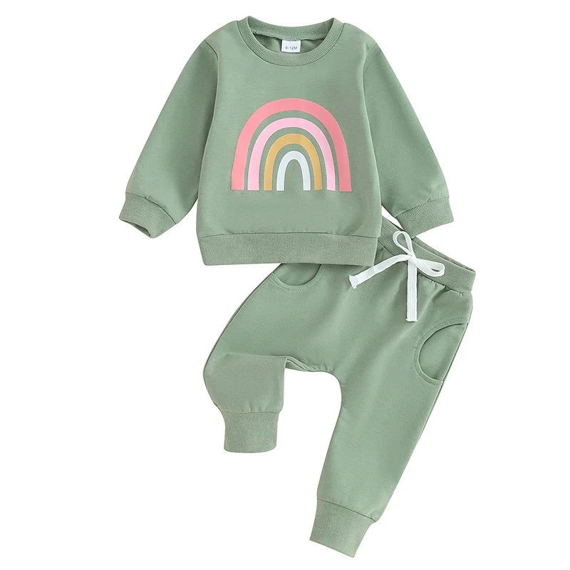 Conjunto Moletom Feminino Infantil Arco Iris - Ama Mamma