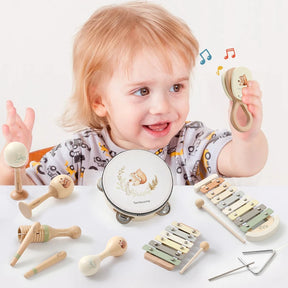 Montessori brinquedo de madeira multicolorido xilofone sino contas tambor coluna instrumento musical brinquedo criança educacional instrumento musical presente