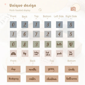 Madeira Mês Milestone Digit Record Card, Newborn Birthday Gift, Baby Photo Souvenir, Fotografia Acessórios com Caixa, 7pcs por conjunto