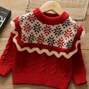 Pulôver para meninas outono e inverno estilo coreano crianças grosso elegante malhas doce camisola para crianças pequenas na moda