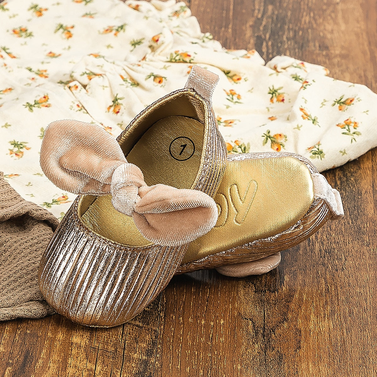 Sapatilha Infantil Bebê Dourado Festa - Ama Mamma
