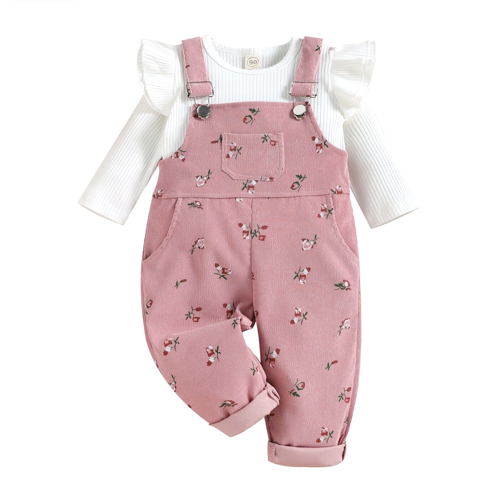 Jardineira Infantil Feminino Floral 2 peças - Ama Mamma