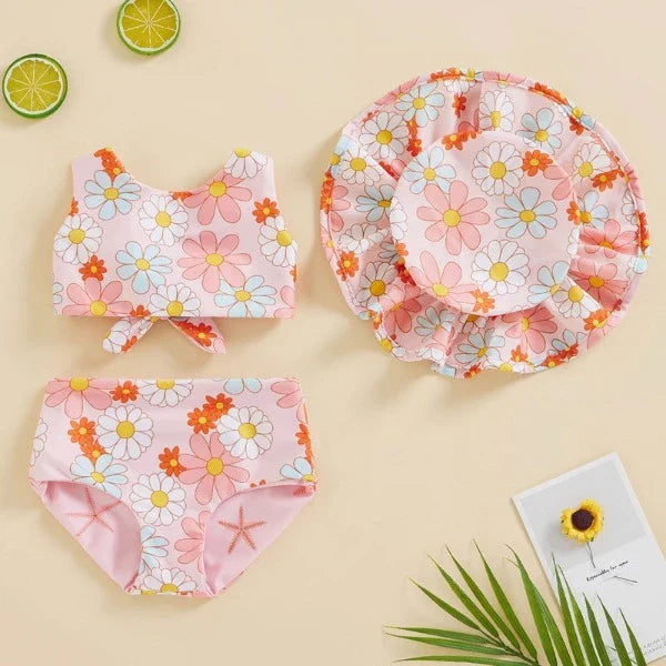 Biquini Infantil Floral Dupla Face - 3Pçs - Ama Mamma
