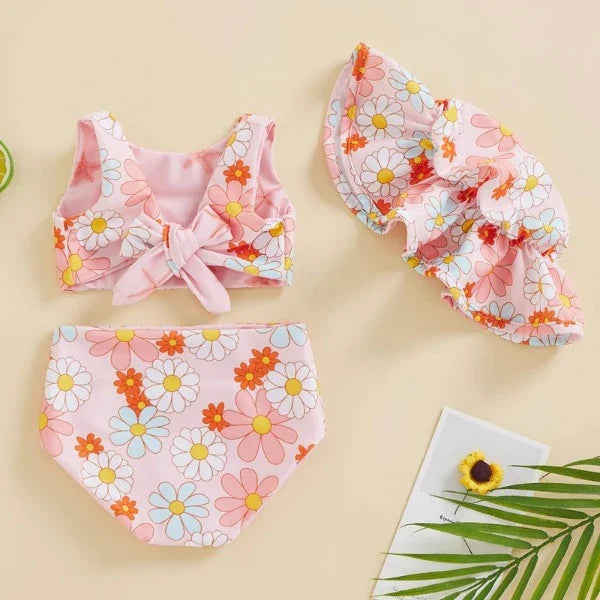 Biquini Infantil Floral Dupla Face - 3Pçs - Ama Mamma
