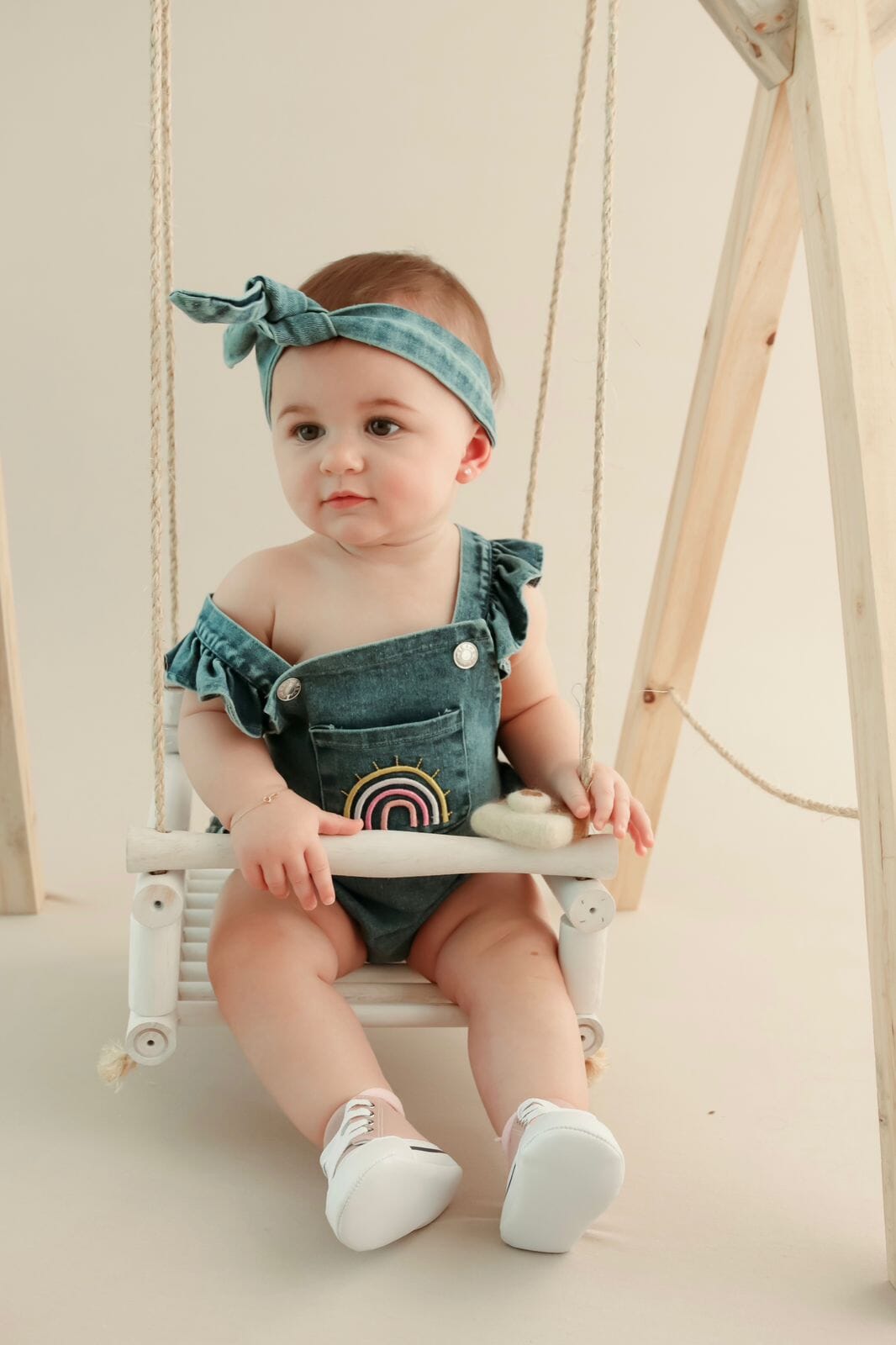 Body Baby Jeans Feminino Arco Íris - Ama Mamma