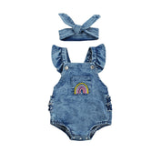 Body Baby Jeans Feminino Arco Íris - Ama Mamma