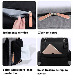 Mochila Bolsa Maternidade Cinza/Preta - Ama Mamma
