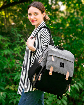 Mochila Bolsa Maternidade Cinza/Preta - Ama Mamma