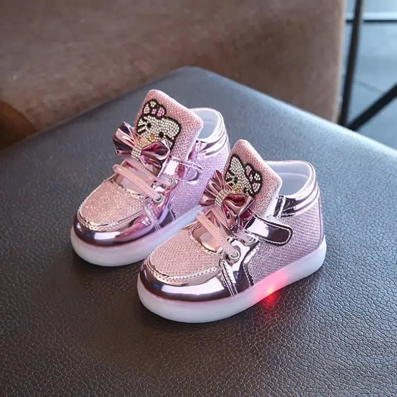 Botinha Tênis Infantil Feminino Led Gatinho - Ama Mamma