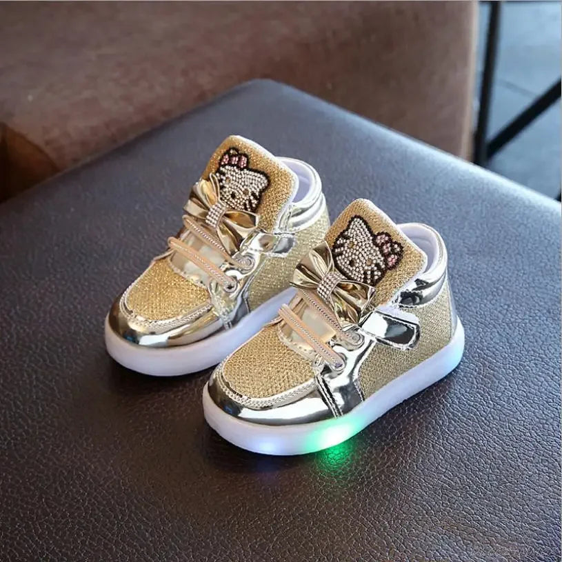 Botinha Tênis Infantil Feminino Led Gatinho - Ama Mamma