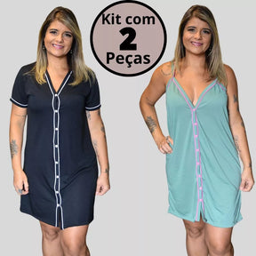Conjunto de 2 Pijamas Amamentação Americano Luxo - Ama Mamma