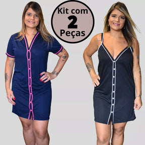 Conjunto de 2 Pijamas Amamentação Americano Luxo - Ama Mamma