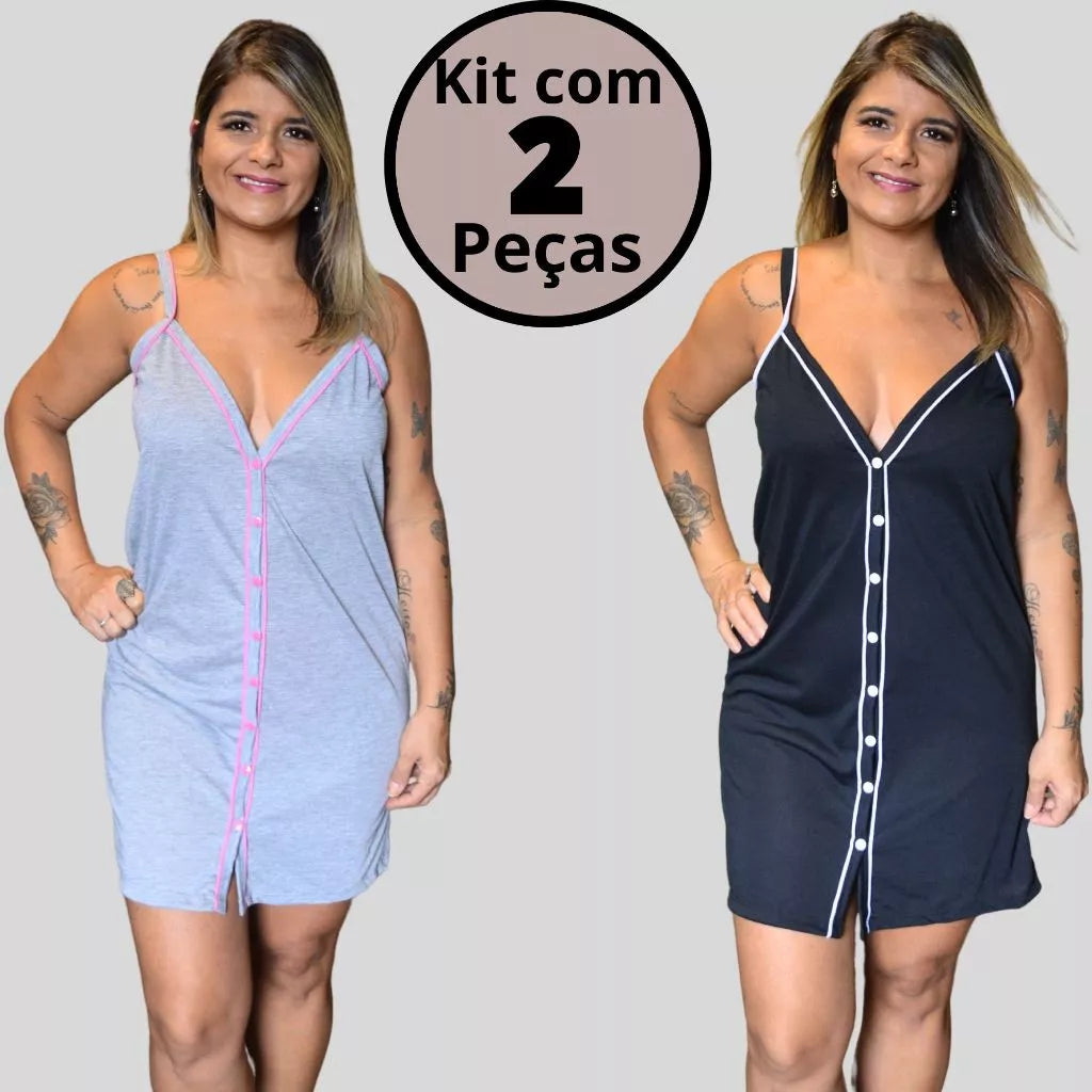 Conjunto de 2 Pijamas Amamentação Americano Luxo - Ama Mamma
