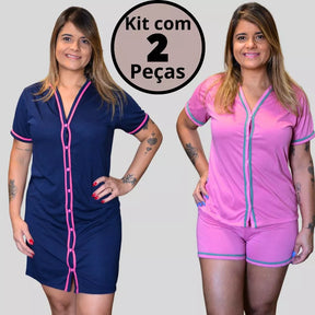 Conjunto de 2 Pijamas Amamentação Americano Luxo - Ama Mamma