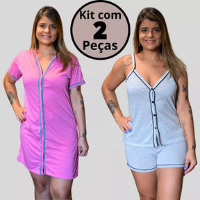 Conjunto de 2 Pijamas Amamentação Americano Luxo - Ama Mamma