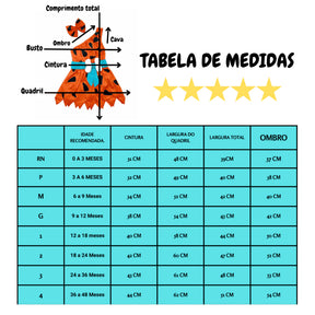 Jardineira Bebê Mesversário 100% Algodão – Fantasia Temática Pedrita com Cinto Ossinho