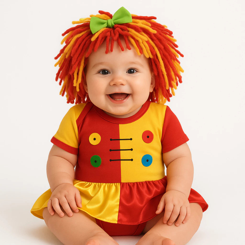 Body Bebê Mesversário com Tiara 100% Algodão – Kit 2 Peças Temático Emília