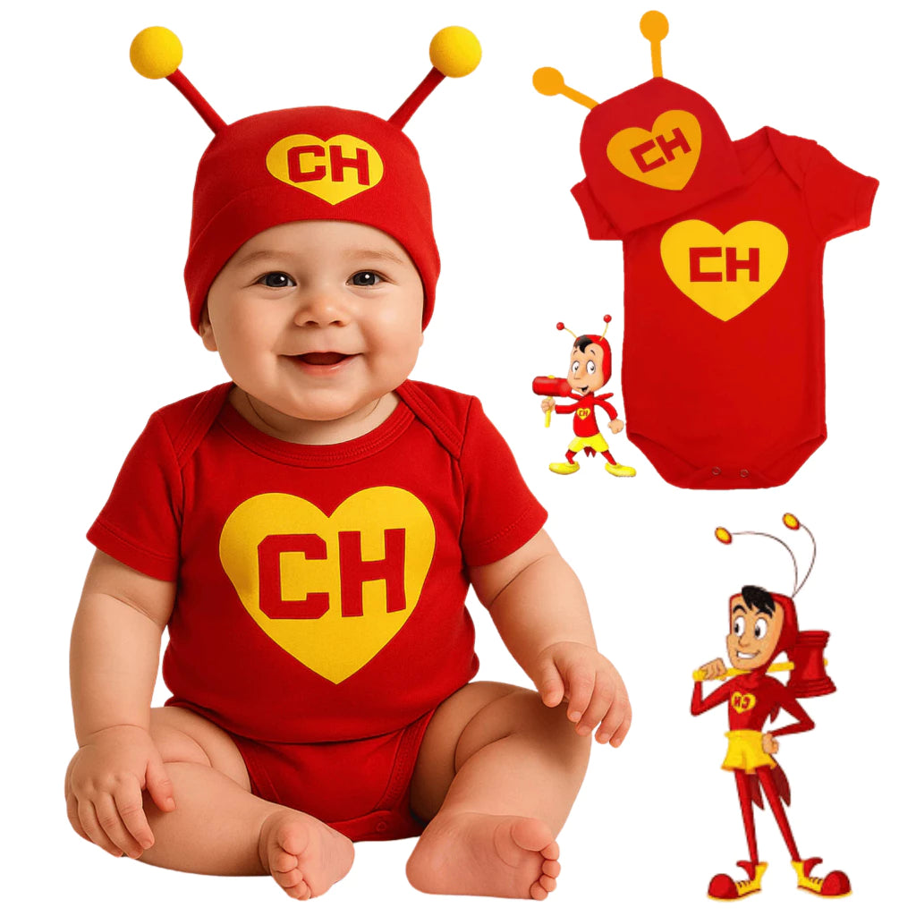 Body Bebê Mesversário com Touca 100% Algodão – Kit 2 Peças Temático CH