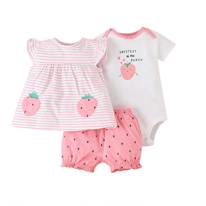 Conjunto Body Bebê Moranguinho - 3 Peças - Ama Mamma