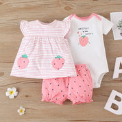 Conjunto Body Bebê Moranguinho - 3 Peças - Ama Mamma