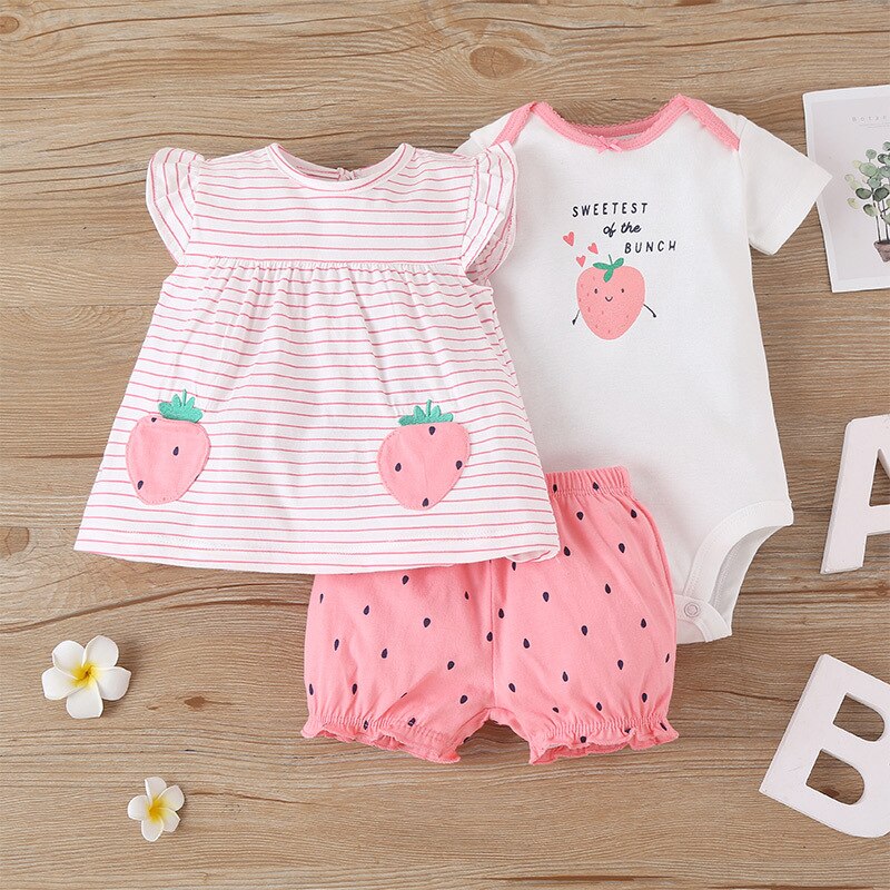 Conjunto Body Bebê Moranguinho - 3 Peças - Ama Mamma
