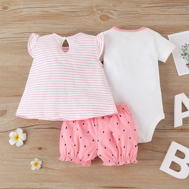 Conjunto Body Bebê Moranguinho - 3 Peças - Ama Mamma