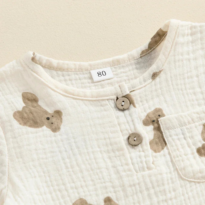 Conjunto Casual de Verão para Meninos com Estampa de Urso Ama Mamma - Ama Mamma