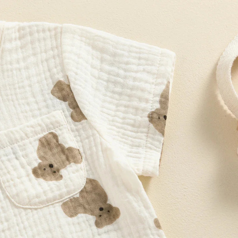 Conjunto Casual de Verão para Meninos com Estampa de Urso Ama Mamma - Ama Mamma